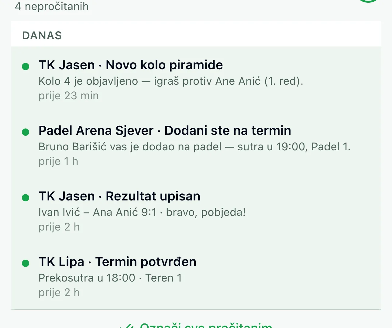 Obavijesti iz svih klubova